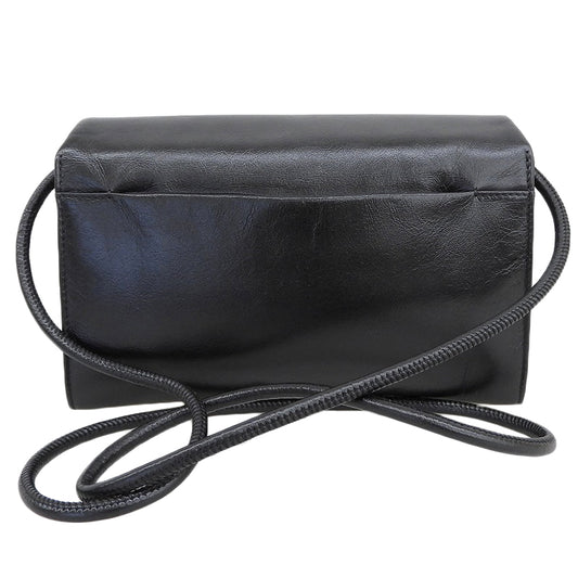 AMI PARIS アミパリス 美品 Voulez-Vous ストラップ ウォレット ロゴ ショルダー バッグ レザー レディース ブラック ULL164.AL0052 ショルダーバッグ
