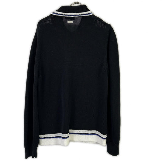 SalvatoreFerragamo サルバトーレフェラガモ 122377 775740 24SS ブラック コットン long-sleeve polo shirt プルオーバーニットポロシャツ トップス