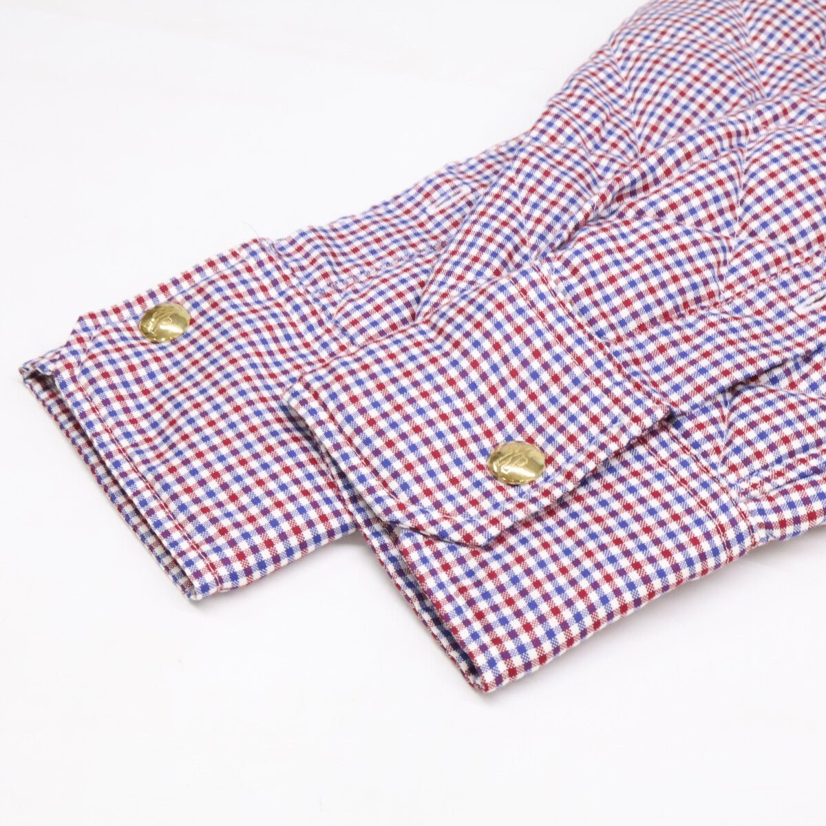 MONCLER GAMME BLEU CAMICIA checked shirt with gold buttons and down filling top