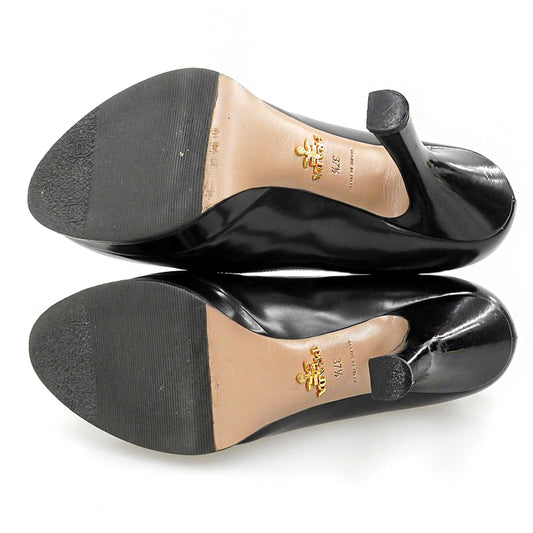PRADA Prada leather high-heeled pumps shoes women's black 37 1/2 shoes