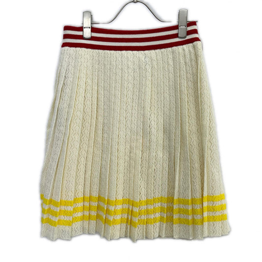 GUCCI ×adidas 702874 XKCF8 ivory cotton three-stripe pleated knit skirt