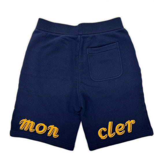 MONCLER モンクレール 【GENIUS】×MERCEDES-BENZ BY NIGO 25SS SHORTS ネイビー×イエロー コットン ロゴ刺繍 スウェットショーツ ボトムス