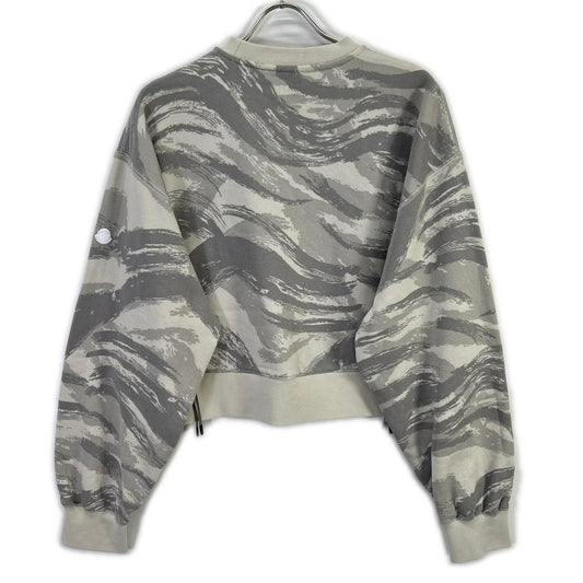 MONCLER モンクレール 【GENIUS】×HYKE 22AW SWEATSHIRT グレー コットン ジップスリーブ ウェーブグラデーション クロップドスウェットプルオーバー トップス
