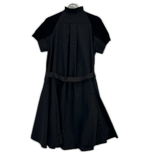 sacai サカイ SCW-083 ブラック コットン ニットドッキング レイヤードシャツワンピース ワンピース