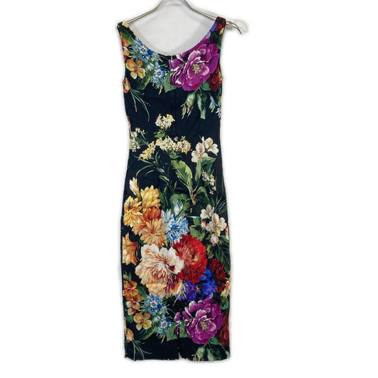 DOLCE&GABBANA ドルチェアンドガッバーナ 25ss ブラック 花柄 ノースリーブレーヨンワンピースドレス ワンピース