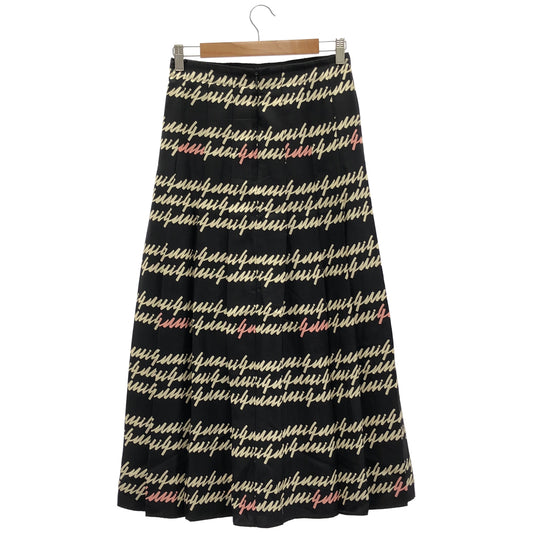 GUCCI グッチ 751307 23AW ブラック シルク100 Script Print 総柄プリーツロングスカート ボトムス