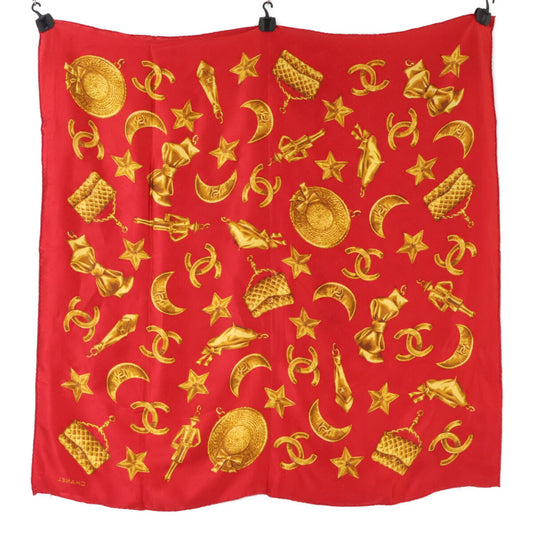 CHANEL vintage Coco mark all-over-print silk scarf