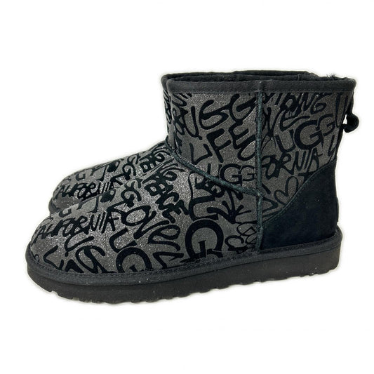 UGG アグ 【新品同様】1107034 W CLASSIC MINI SPARKLE GRAFFITI BOOT グラフィックラメ ムートンブーツ シューズ