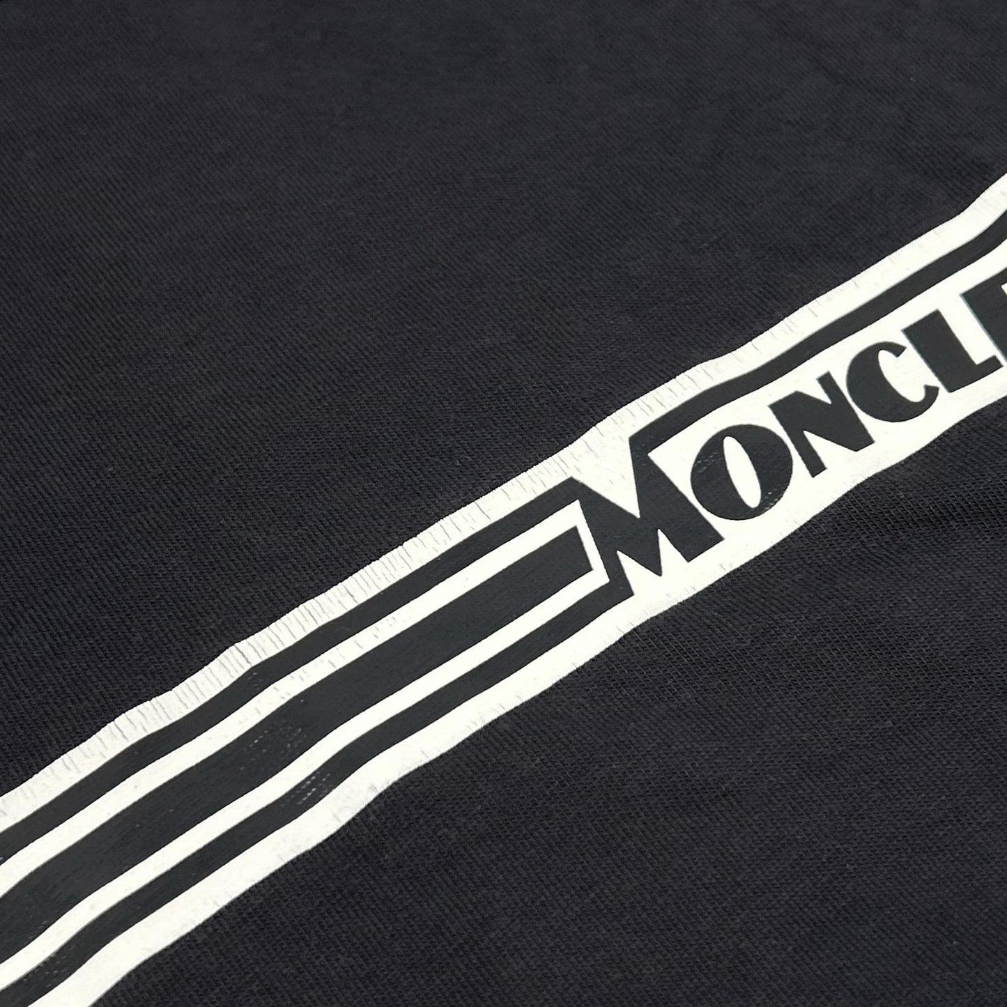 MONCLER 19SS MAGLIA T-SHIRT Black × White Cotton Logo-Print Short-Sleeve T-Shirt Tops