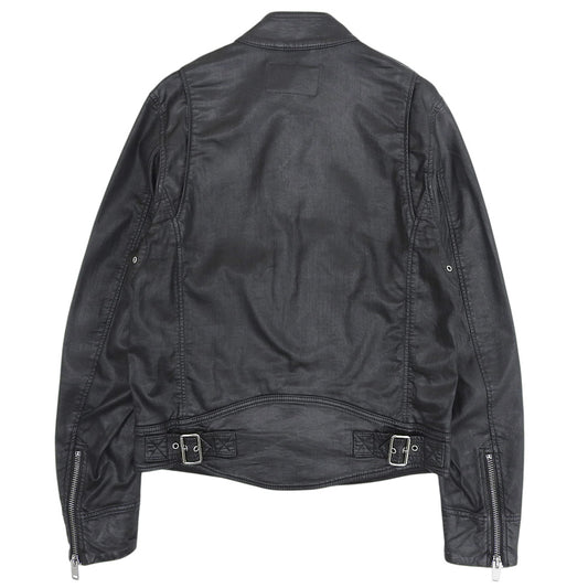DIESEL ディーゼル レザーライク シングルライダースジャケット メンズ 黒 ブラック M ジャケット