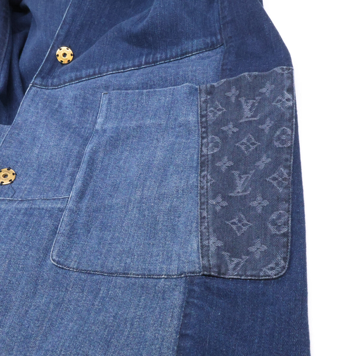 LOUIS VUITTON ルイヴィトン 国内正規 RW141W F5CO16DKH モノグラムパッチワーク ノーカラー ロングジャケット ジャケット