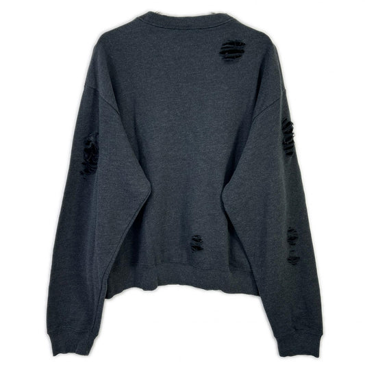 ACNE STUDIOS アクネ ストゥディオズ チャコール ダメージ加工 ガーメントダイ ロゴスウェットトップス トップス