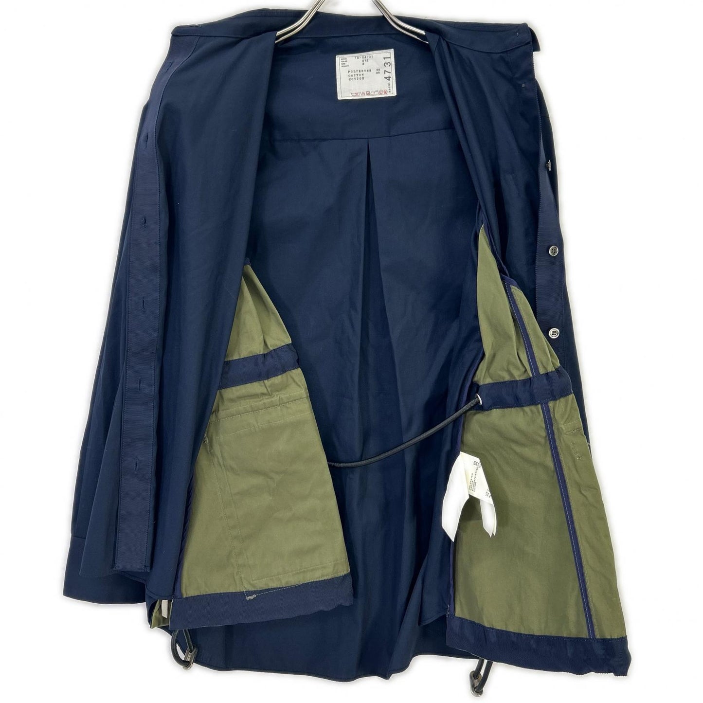 sacai サカイ 19年製 19-04731 ネイビー×カーキ ジップ ドッキング シャツ ジャケット