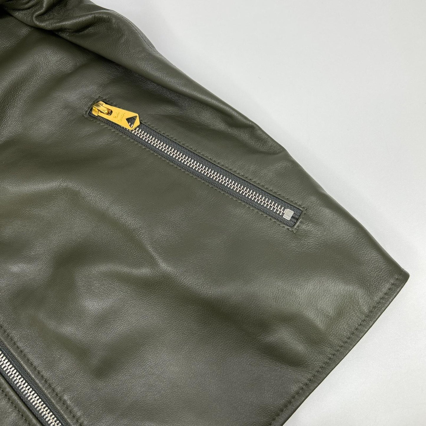 PaulSmith ポールスミス 143168 カーキグレー シープレザー ジップアップ シングルライダース ジャケット ジャケット