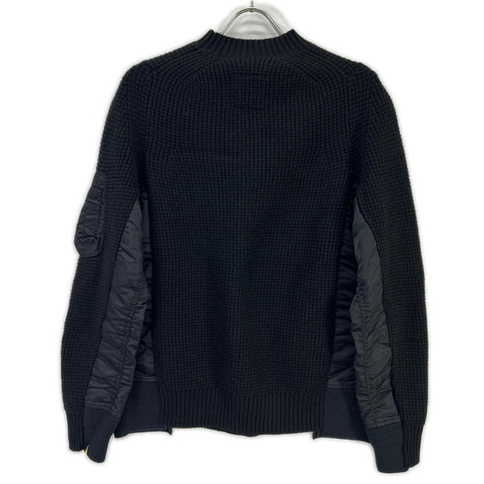 sacai サカイ SCM-031 ブラック Wool Knit Pullover/ドッキングニットセーター トップス