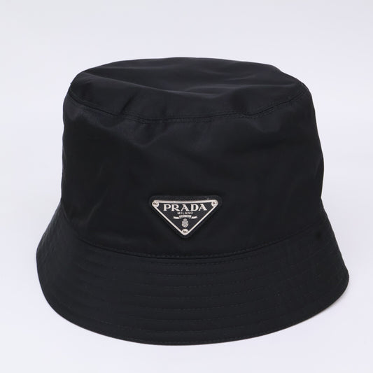 PRADA プラダ 【美品】2HC137 2DMI Re-Nylon トライアングルプレート ナイロン バケットハット 帽子
