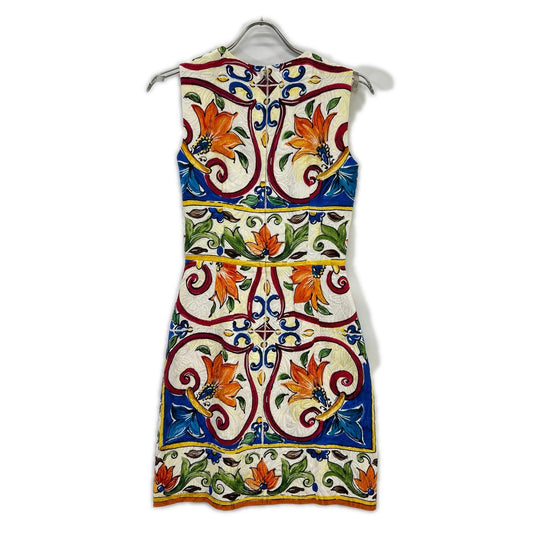 DOLCE&GABBANA ドルチェアンドガッバーナ F68A8T マルチカラー マヨリカプリント ノースリーブワンピース ワンピース