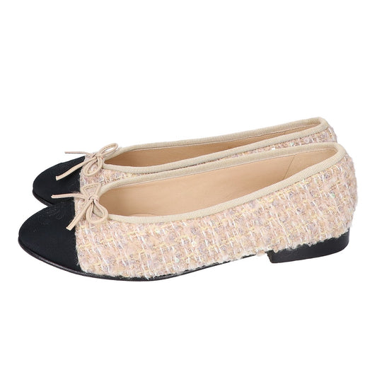CHANEL シャネル 【美品】G02819 バレリーナ ココマーク ツイード バレエシューズ シューズ