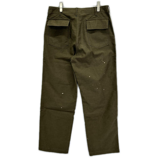 AURALEE オーラリー A25AP01BP 25AW オリーブグリーン WASHED BAGGY SATIN BLEACHED BAKER PANTS ペイントブリーチパンツ ボトムス