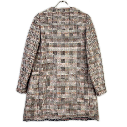 EMPORIOARMANI エンポリオアルマーニ 2NL36T 18年製 マルチカラー 比翼ボタン ツイードノーカラーコート コート