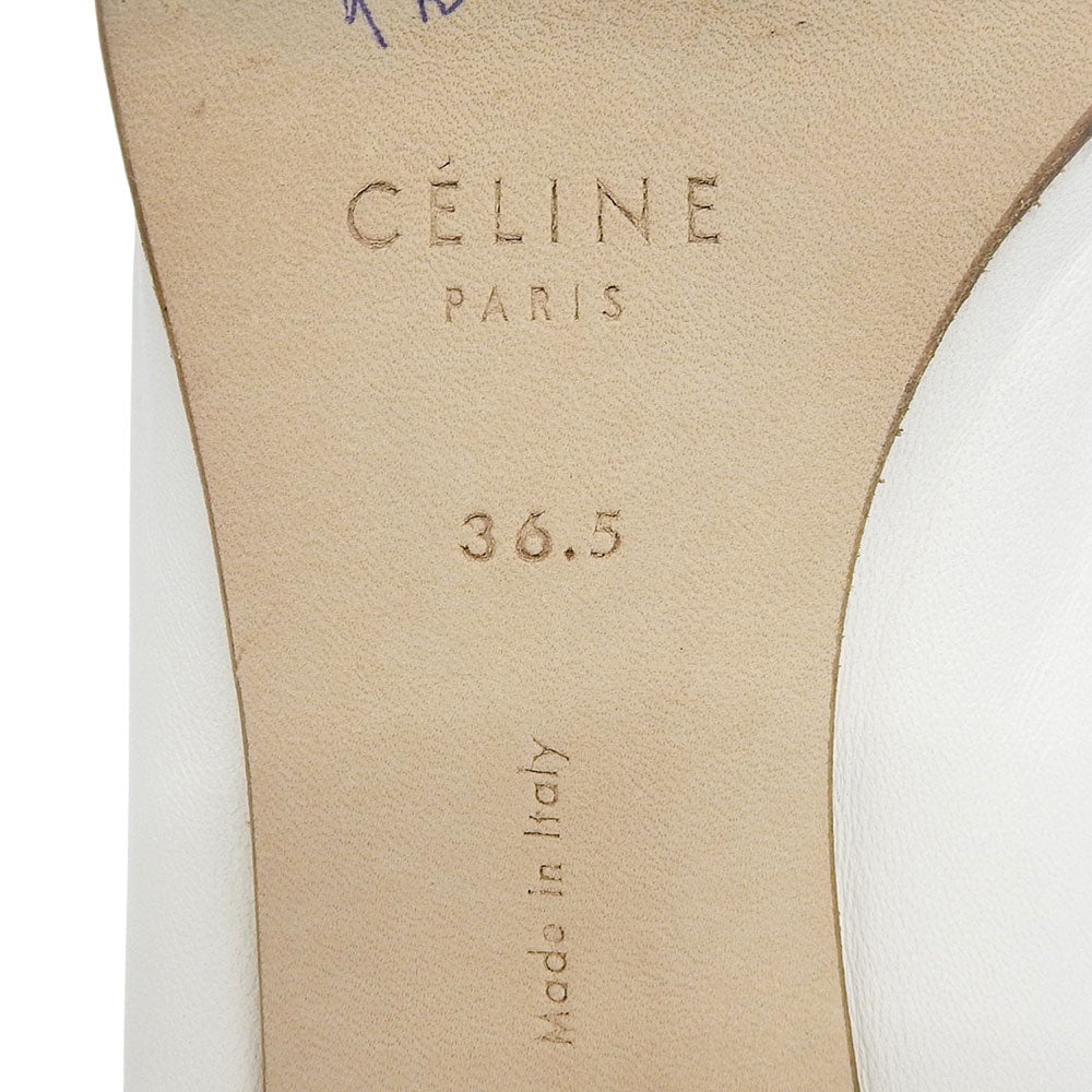 CELINE セリーヌ ソフトレザー レースアップ ブーティ レディース ホワイト 36.5 シューズ