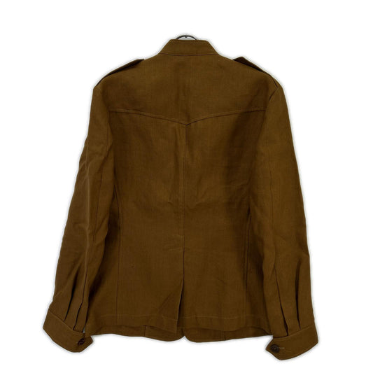ELNEST Elnest Brown GIBSON 100% linen stand-collar safari jacket with epaulettes jacket