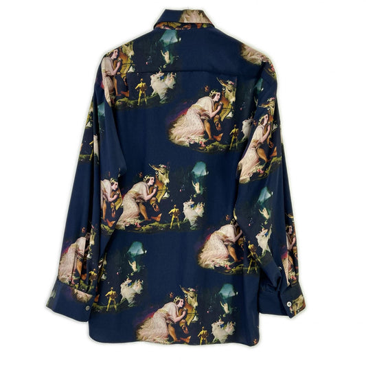 LAD MUSICIAN ラッドミュージシャン 22AW 2222-123 ネイビー 西洋絵画 DECHINE BIG SHIRT INKJET MID SUMMER プリントビッグシャツ トップス