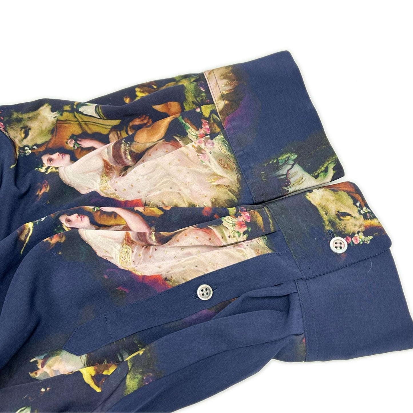 LAD MUSICIAN ラッドミュージシャン 22AW 2222-123 ネイビー 西洋絵画 DECHINE BIG SHIRT INKJET MID SUMMER プリントビッグシャツ トップス