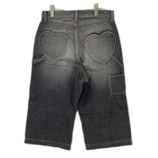RICE NINE TEN ライスナインテン ブラック THREE QUARTER PAINTER JEANS クロップドバギーパンツ ボトムス