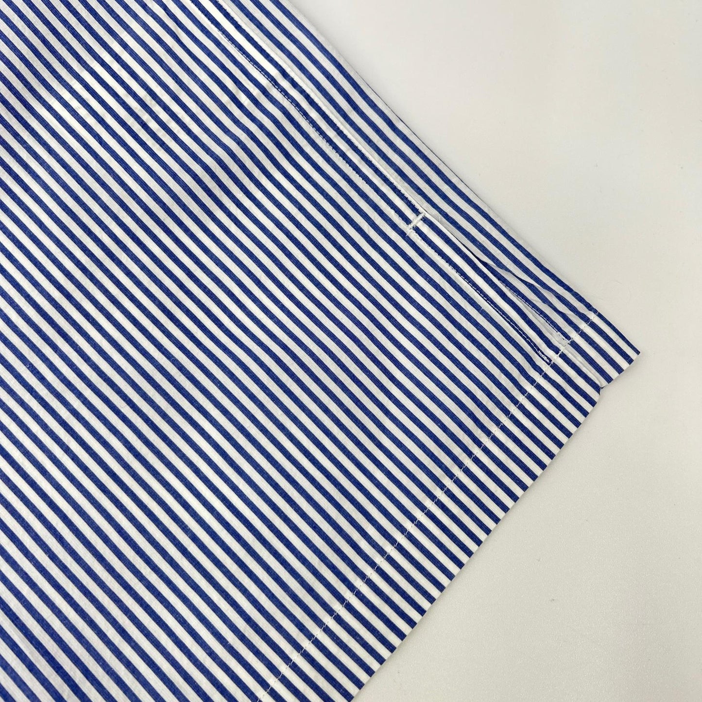 YAECA PARK blue × white cotton striped long-sleeve shirt top
