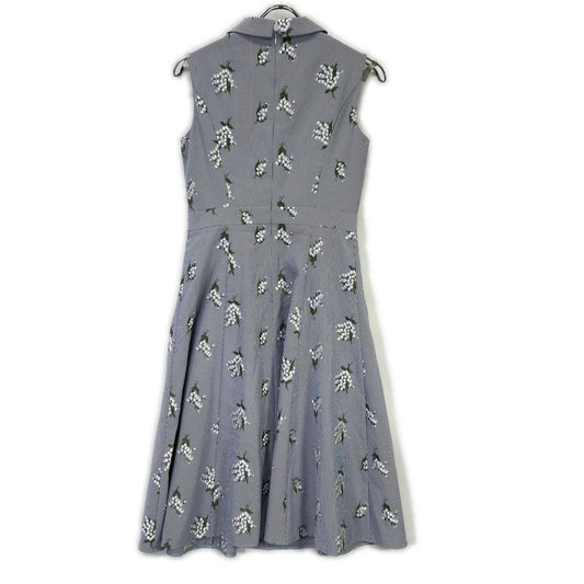 TOCCA トッカ ブルー 洗える LILY OF THE VALLEY ストライプノースリーブシャツワンピース ワンピース