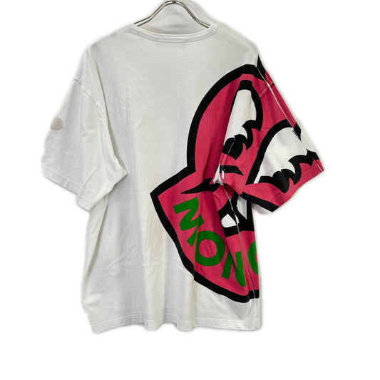 MONCLER モンクレール 22SS T-SHIRT SS ホワイト×ピンク コットンラージロゴプリント ショートスリーブカットソー トップス