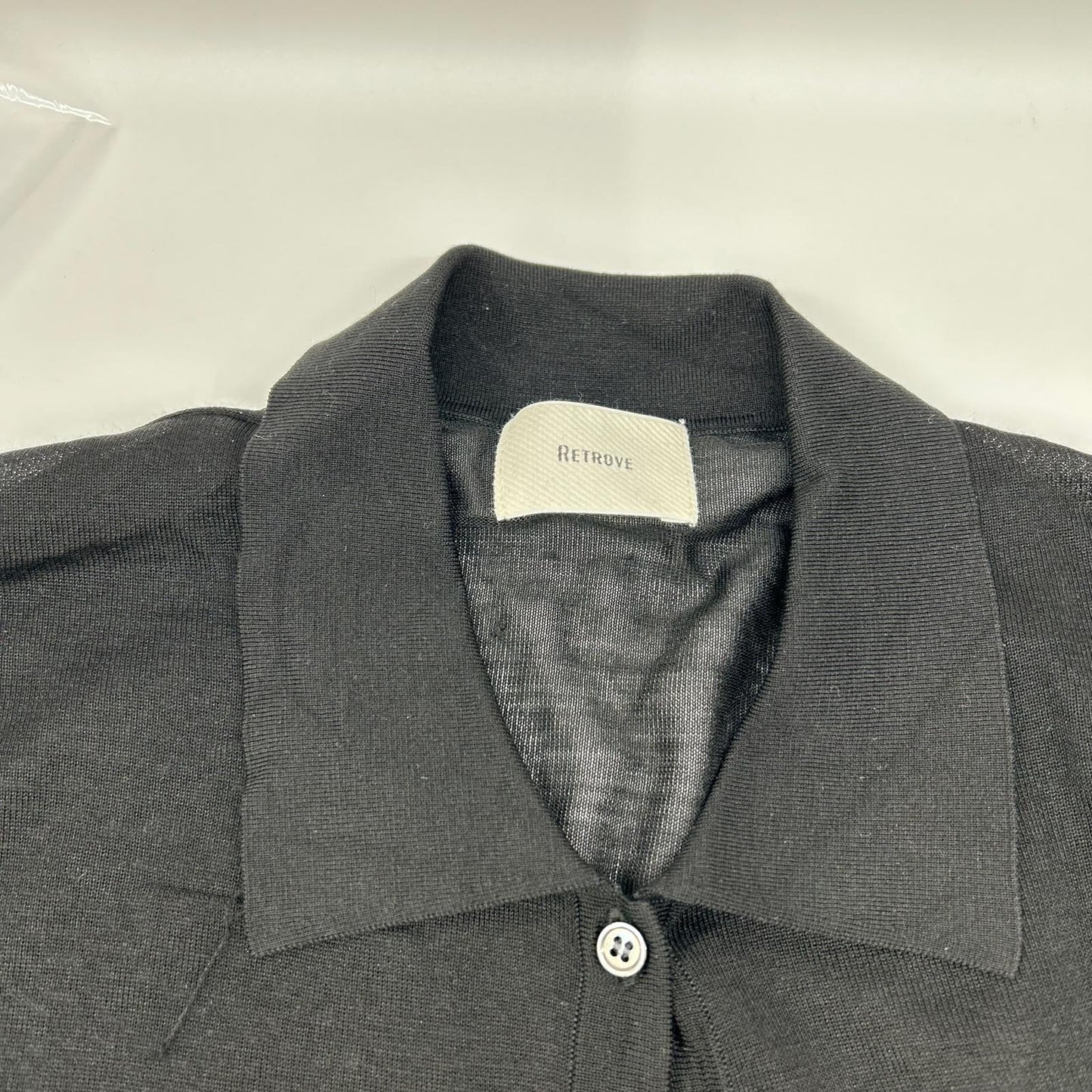RETROVE リトローヴ 26SS 26-080-560-8100 ブラック シルク混 シェルボタン ショートスリーブシアーシャツ トップス