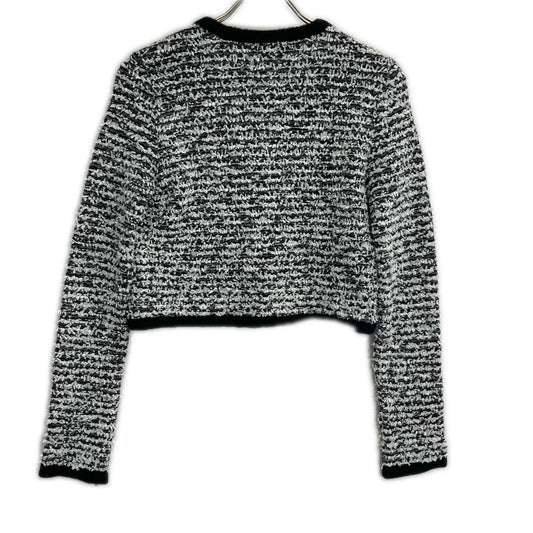 Rene ルネ 22AW 6242160 ホワイト×ブラック ウールナイロン パールボタン ノーカラーツイードジャケット ジャケット