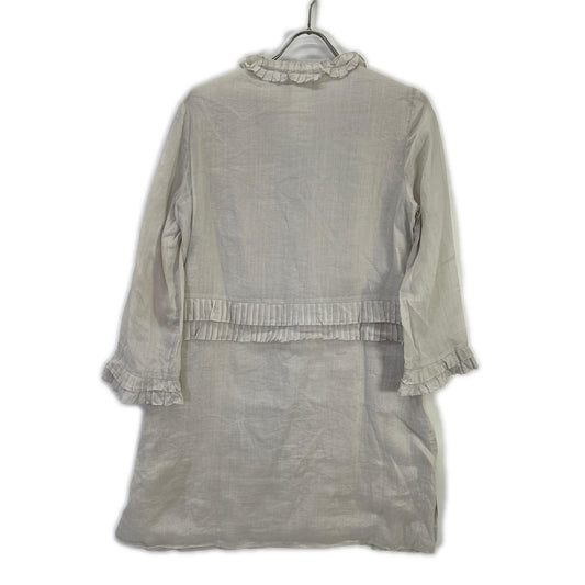 S MaxMara S Max Mara 23919104326 Gray ramie ruffle-design medium shirt dress Dress