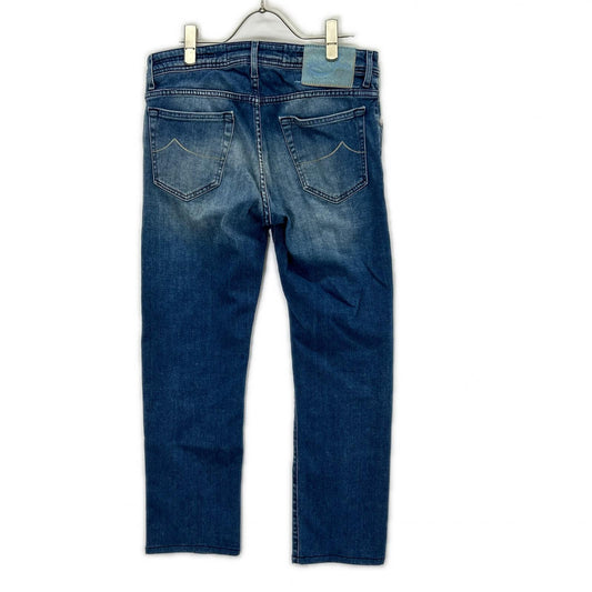 JACOB COHEN ヤコブコーエン Indigo Cotton Calf Hair Patch J688 Comfort Button-Fly Bottoms
