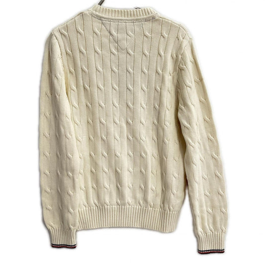 TOMMYHILFIGER Tommy Hilfiger 78J7706 white cotton logo-embroidered crew-neck sweater top