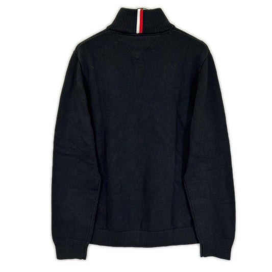 TOMMYHILFIGER Tommy Hilfiger XM0XM05603 black cotton half-zip mock-neck knit pullover top