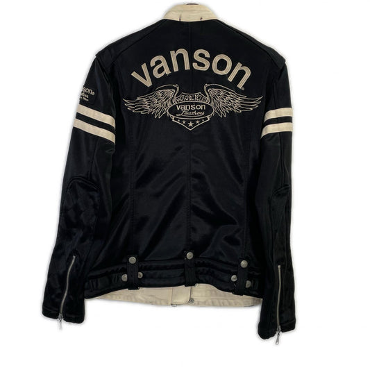 VANSON バンソン ブラック ポリエステル 裏地フリース シングルライダースジャケット ジャケット