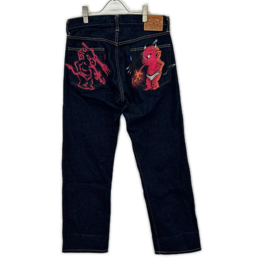 TEDMAN Indigo cotton back-print DEVIL No. 3 selvedge denim pants bottoms