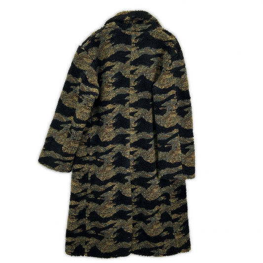 BUSCEMI Khaki camouflage boa long coat