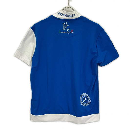 1piu1uguale3 ウノピゥウノウグァーレトレ 【GOLF】【×Del Piero】GDT011-POE417 ブルー×ホワイト ADP GOLF S/S MOCK NECK モックネックTシャツ トップス