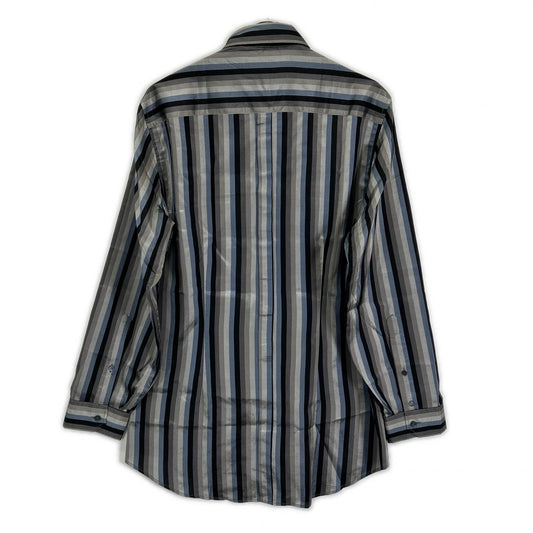 GUCCI グッチ Z63901180 グレー×ブルー マルチカラー トムフォード期 シルクシャツ トップス