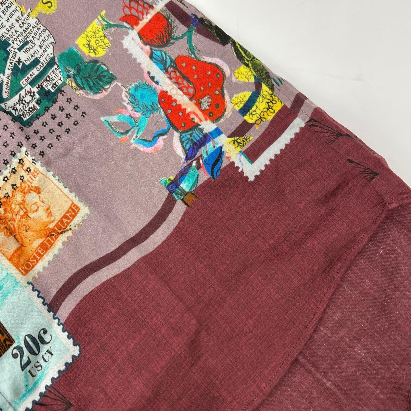 ETRO エトロ 1K8195728 ワインレッド フロリダ 地図 ボタンシャツ トップス