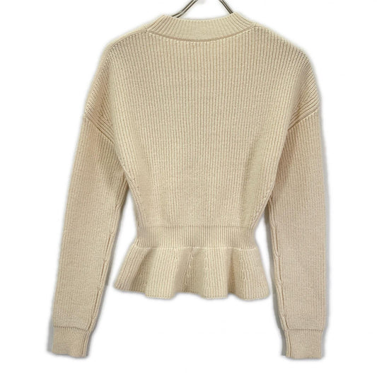 Chloe クロエ ホワイト ウール100 ペプラムクルーネックニット トップス