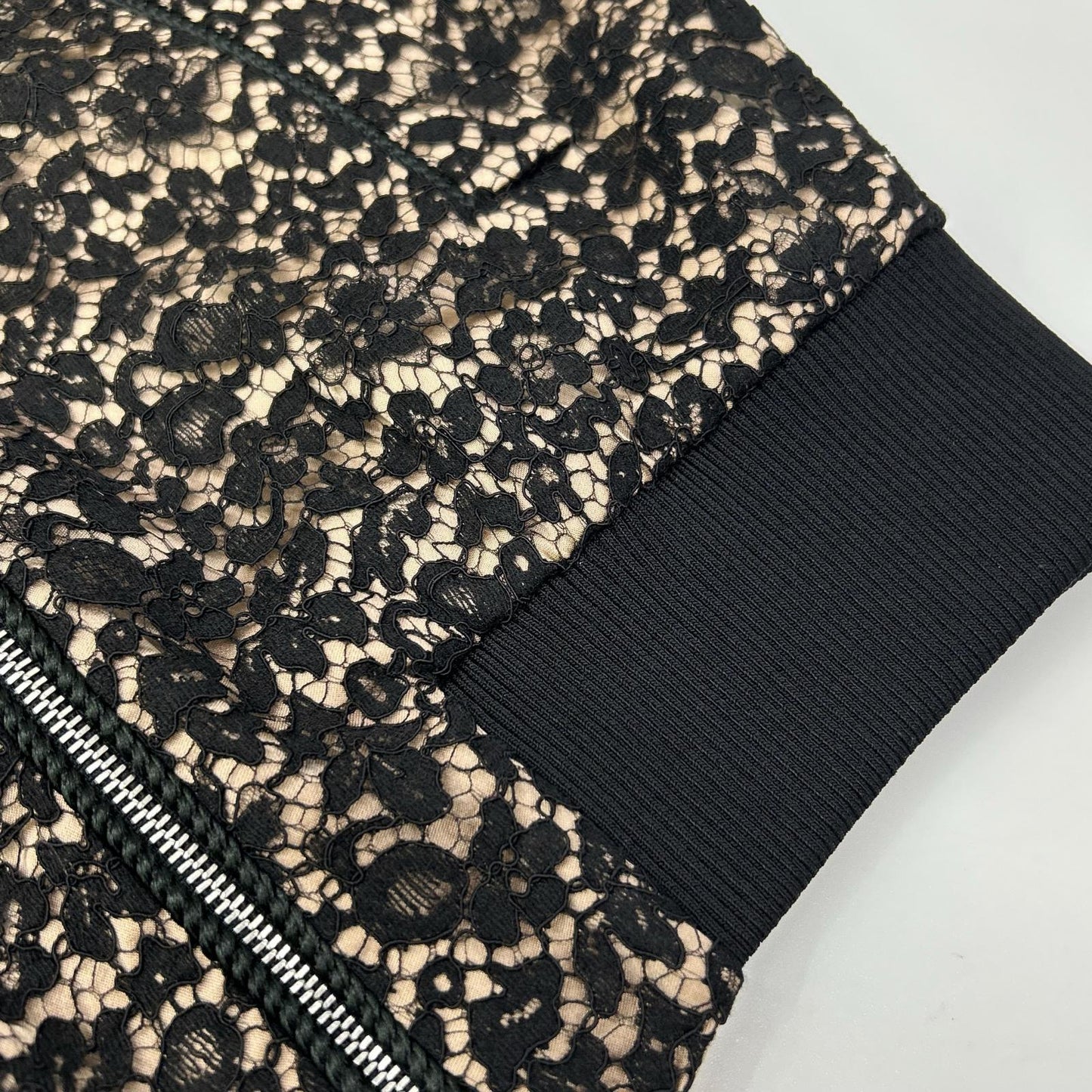 GUCCI グッチ 15年製 410131 ZGS82 Black×Beige Lace-Design Zip-Up Jacket