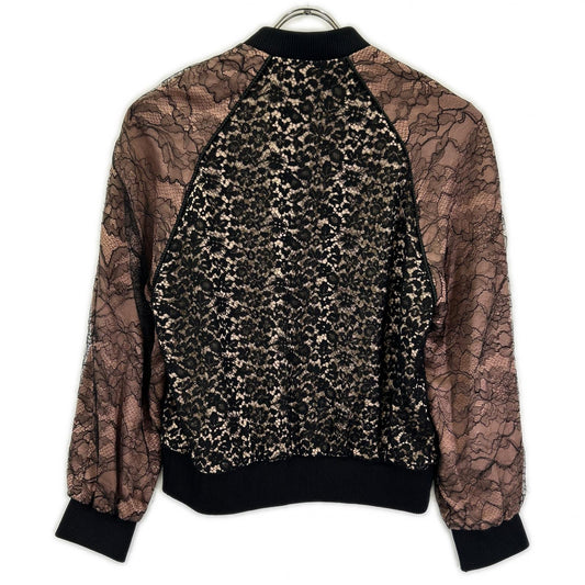 GUCCI グッチ 15年製 410131 ZGS82 ブラック×ベージュ レースデザイン ジップアップジャケット ジャケット