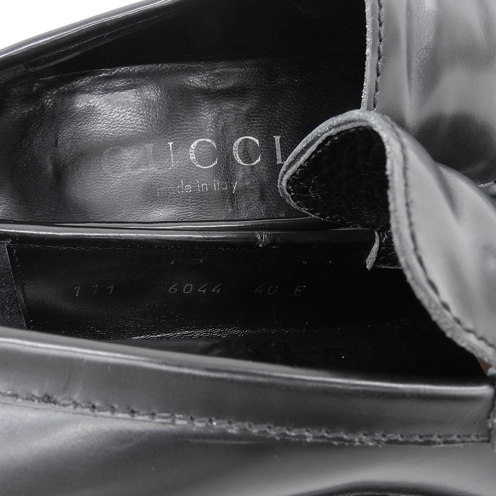 GUCCI グッチ スクエアトゥ ローファー シューズ メンズ レザー ブラック 40 E 111 6044 シューズ