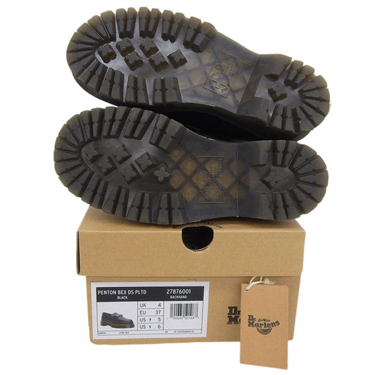 Dr.Martens ドクターマーチン 美品 PENTON BEX DS PLTD / ダブルステッチ プレート ローファー レディース ブラック UK 4 27876001 シューズ