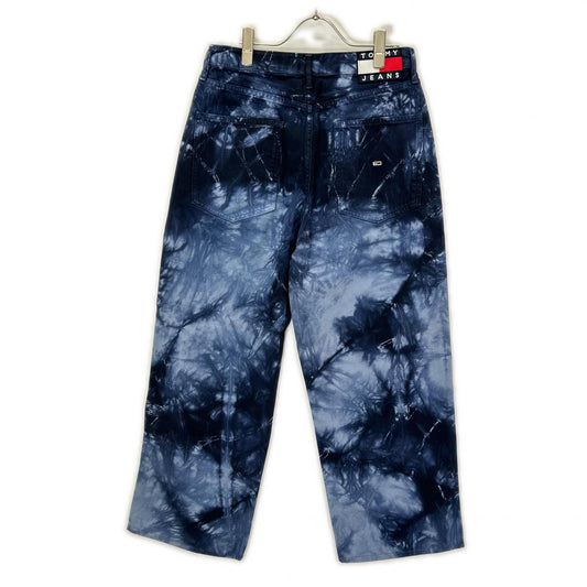 tommy jeans トミージーンズ ブルー 総柄 染め ローライズバギージーンズ ボトムス